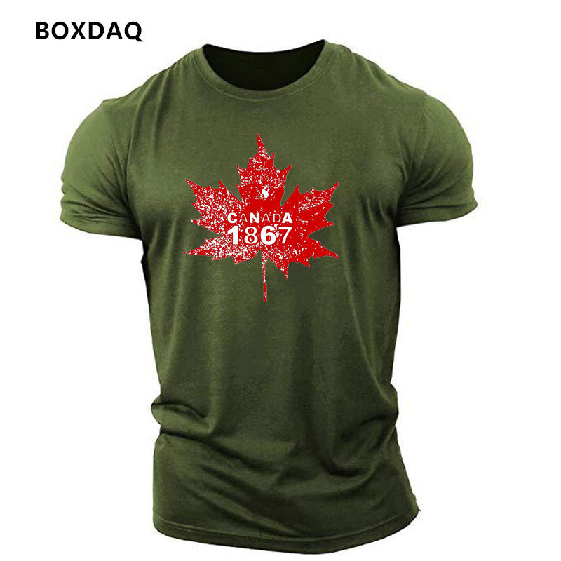 Street Fashion Canada - Modische Herren-T-Shirts mit kanadischem Ahornblattmuster, Sommer-Kurzarm-T-Shirts