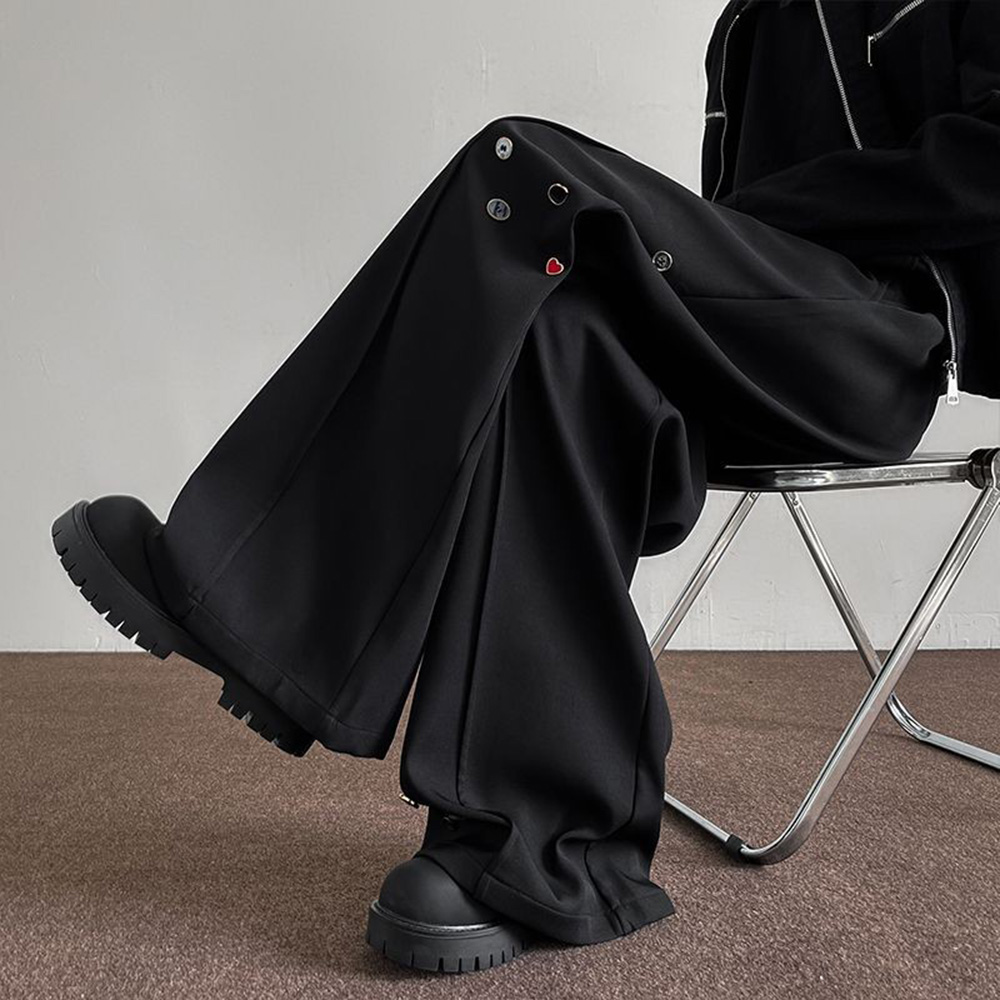 Street Fashion Men 2025 - Herren Hosen Knopf Dekoration Dünne Casual