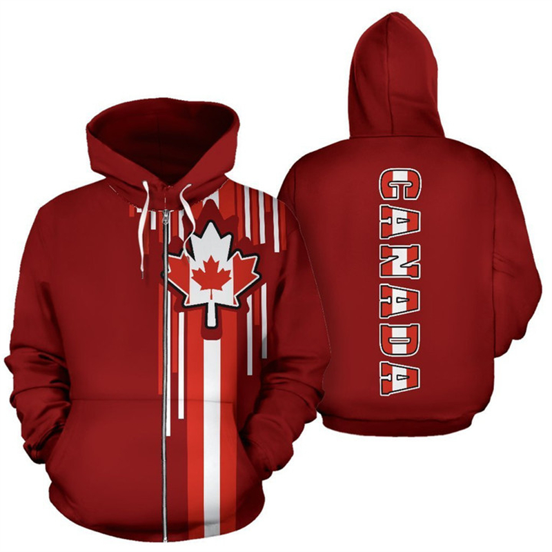 Kanada Flagge 3d Gedruckt Zip  – Street Fashion Canada Bewertung und Preis