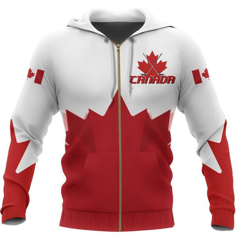 Kanada Flagge 3d Gedruckt Zip  – Street Fashion Canada Bewertung und Preis