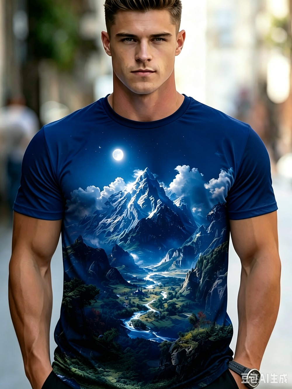 Herren-T-Shirt mit 3D-Druck, B – Street Fashion Y2K Bewertung und Preis