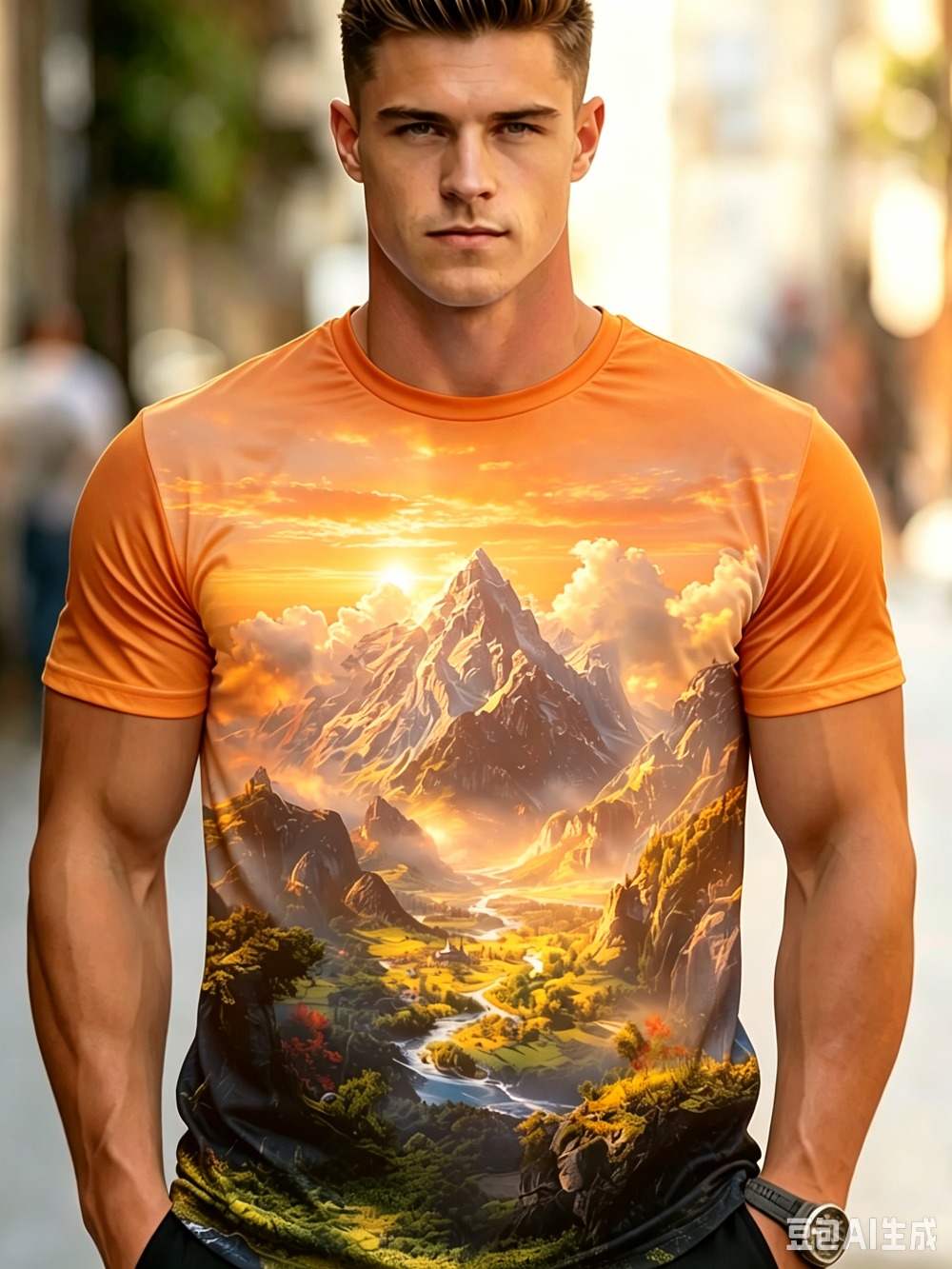 Herren-T-Shirt mit 3D-Druck, B – Street Fashion Y2K Bewertung und Preis