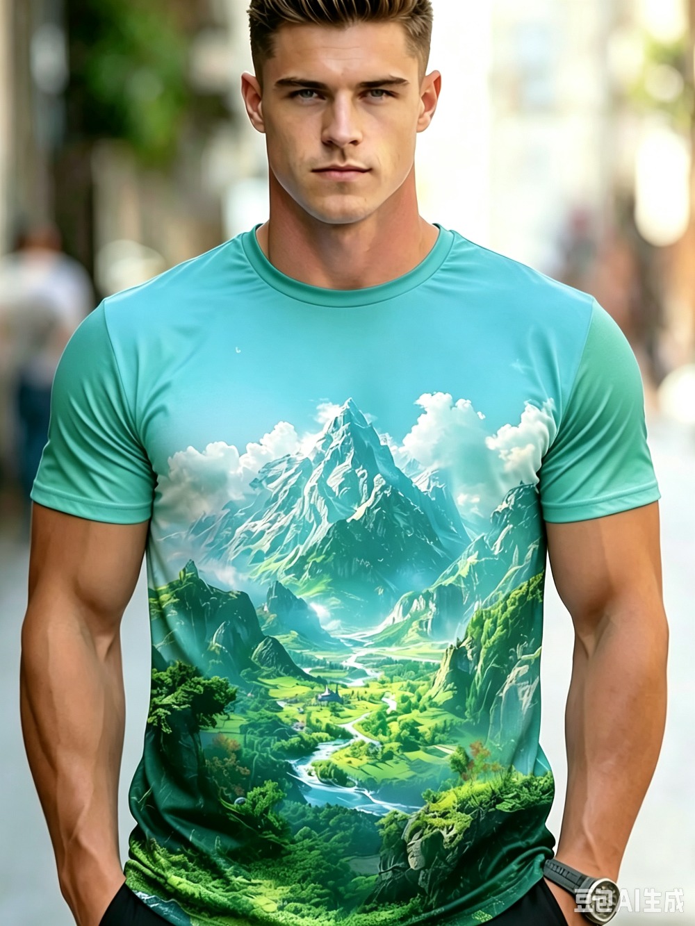 Herren-T-Shirt mit 3D-Druck, B – Street Fashion Y2K Bewertung und Preis